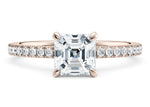 Aria Diamond Band Rose Gold 18k Asscher Engagement Ring