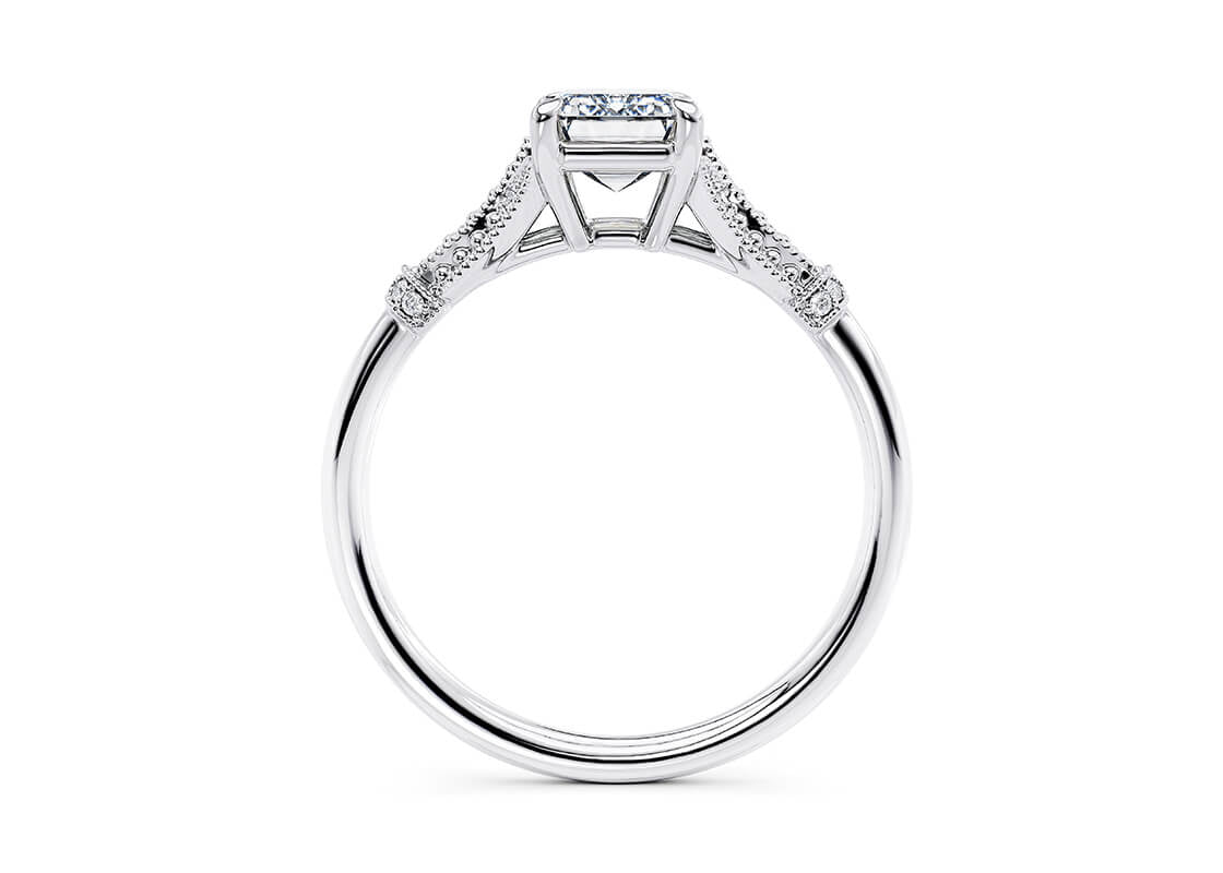 Jasmine Vintage Platinum Emerald Engagement Ring
