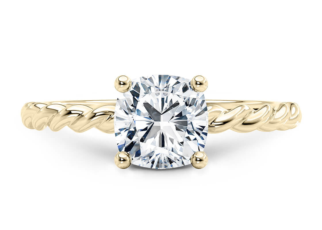 Ascot Solitaire Yellow Gold 18k Cushion Engagement Ring