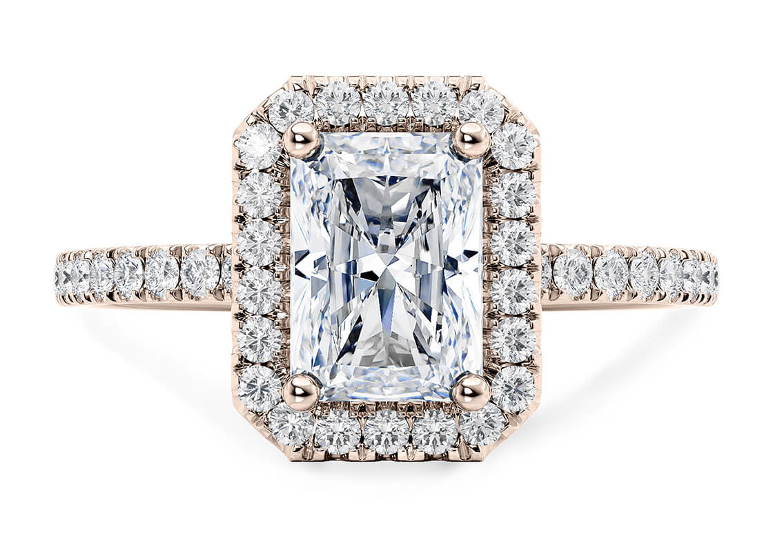 Isabella Halo Rose Gold 18k Radiant Engagement Ring