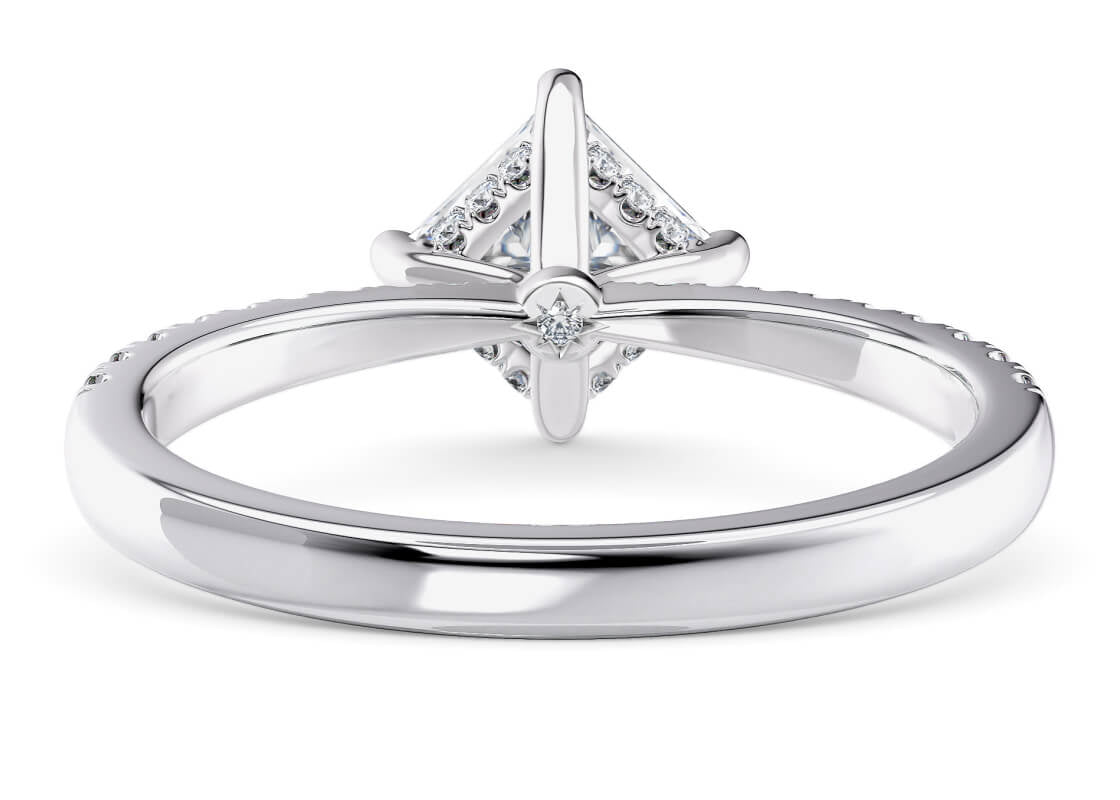 Asteria Compass Diamond Band Platinum Princess Engagement Ring