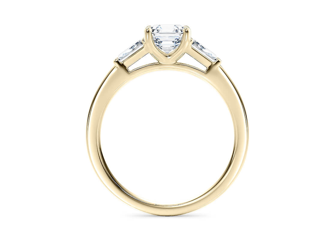 Alexandria Trilogy Yellow Gold 18k Asscher Engagement Ring