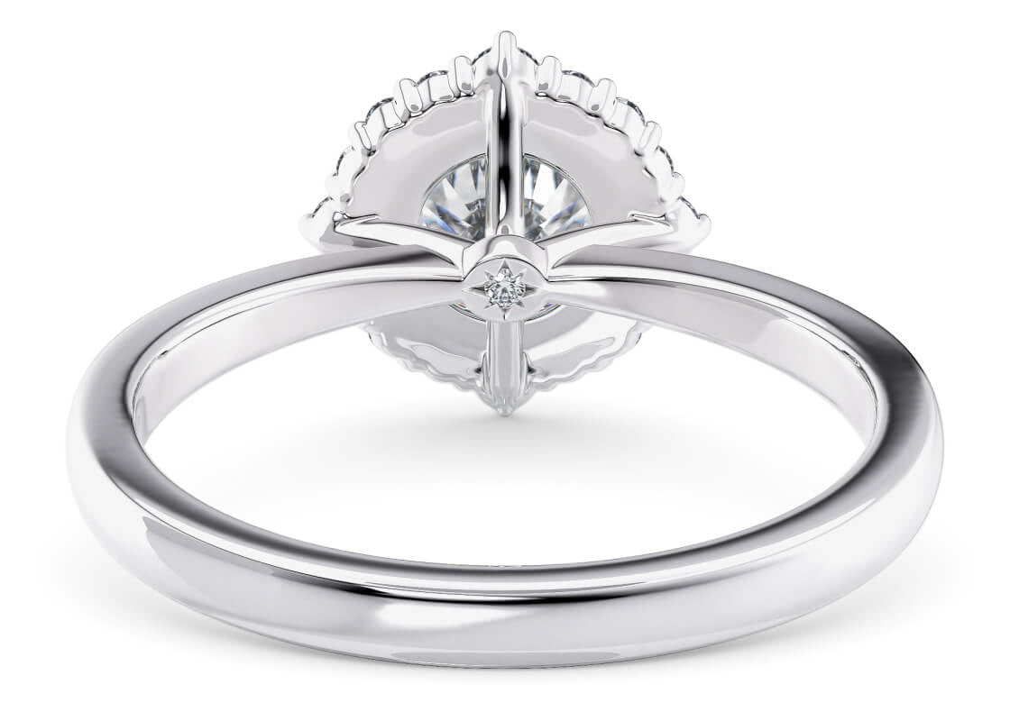 Esther Halo Platinum Round Engagement Ring