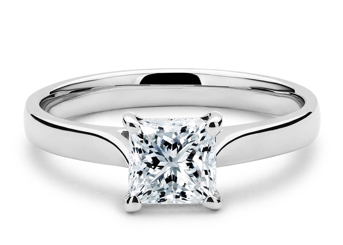 Contour Solitaire Platinum Princess Engagement Ring