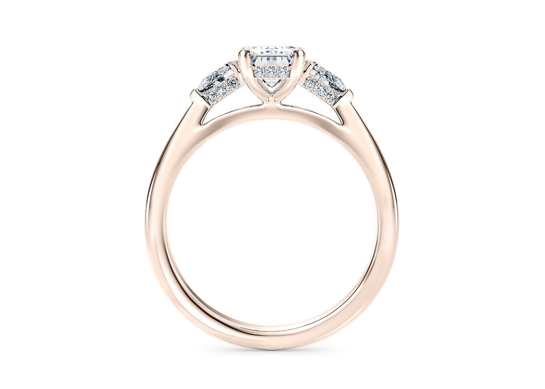 Florence Trilogy Rose Gold 18k Emerald Engagement Ring