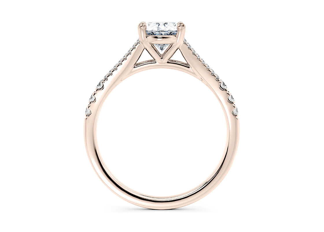 Oxford Diamond Band Rose Gold 18k Oval Engagement Ring