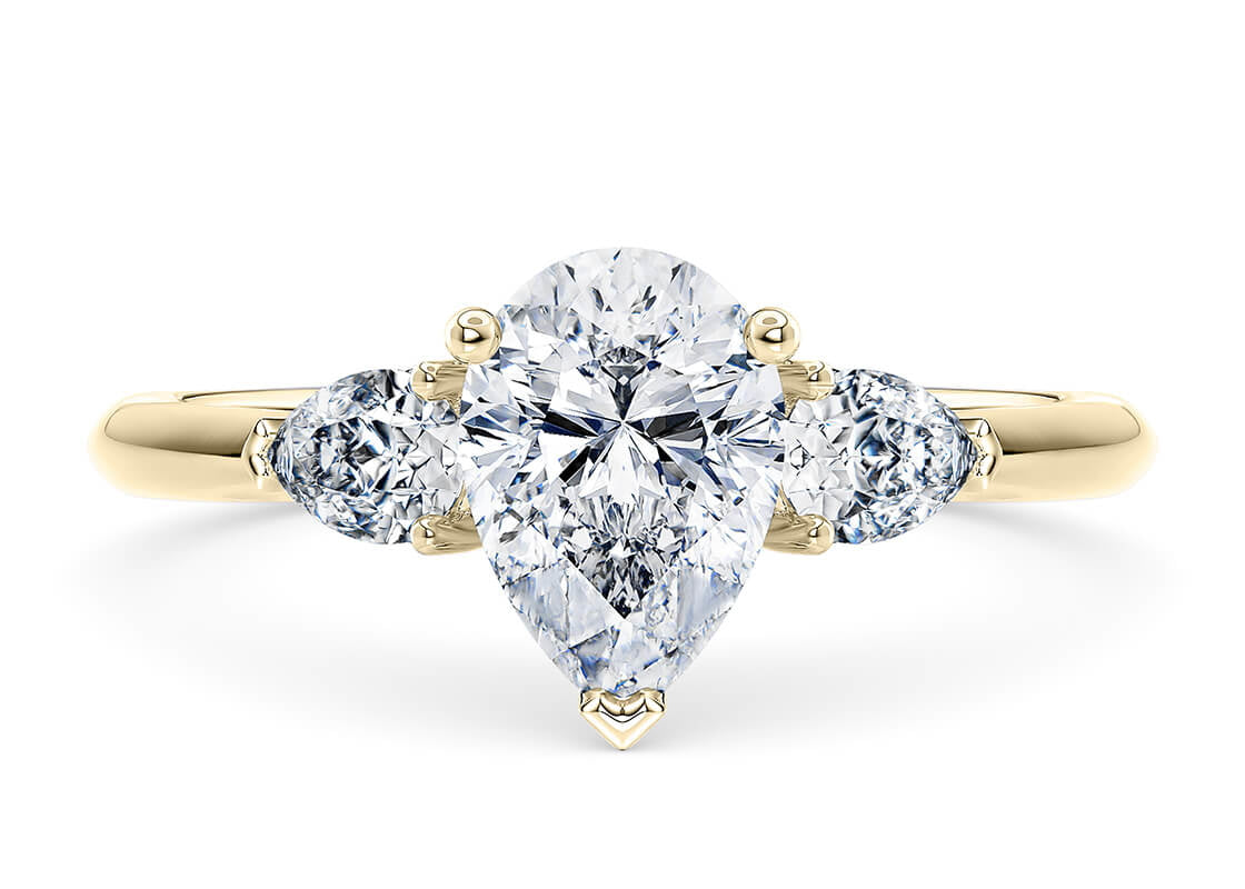 Florence Trilogy Yellow Gold 18k Pear Engagement Ring