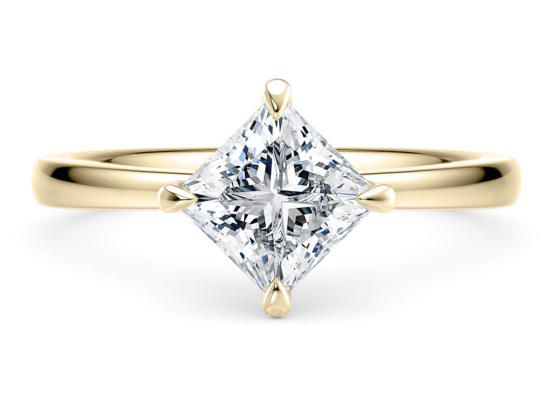 Starlight Compass Solitaire Yellow Gold 18k Princess Engagement Ring