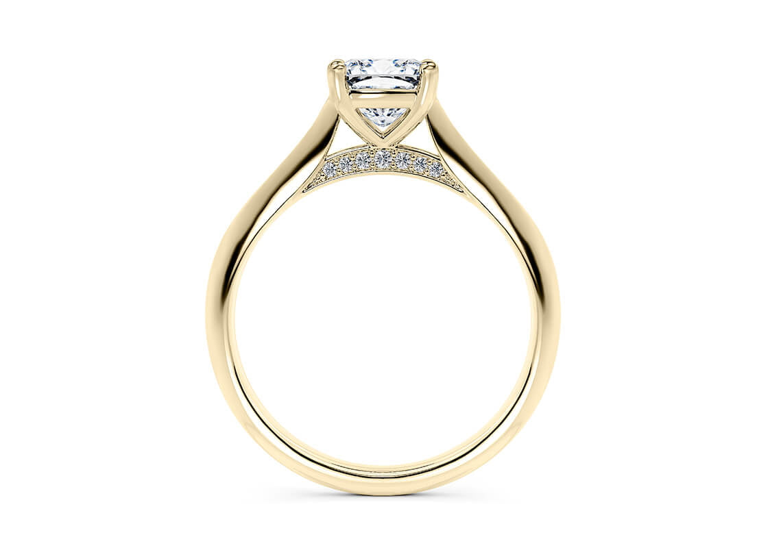 Iris Solitaire Yellow Gold 18k Cushion Engagement Ring
