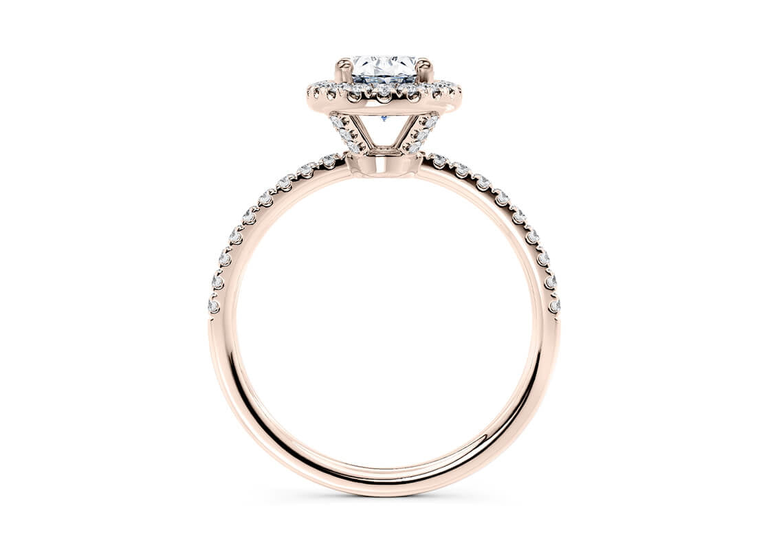 Isabella Halo Rose Gold 18k Oval Engagement Ring