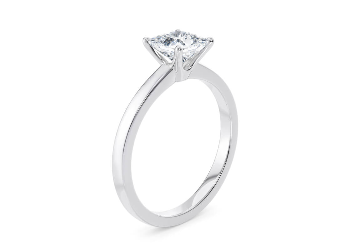 1477 Classic Solitaire Platinum Princess Engagement Ring