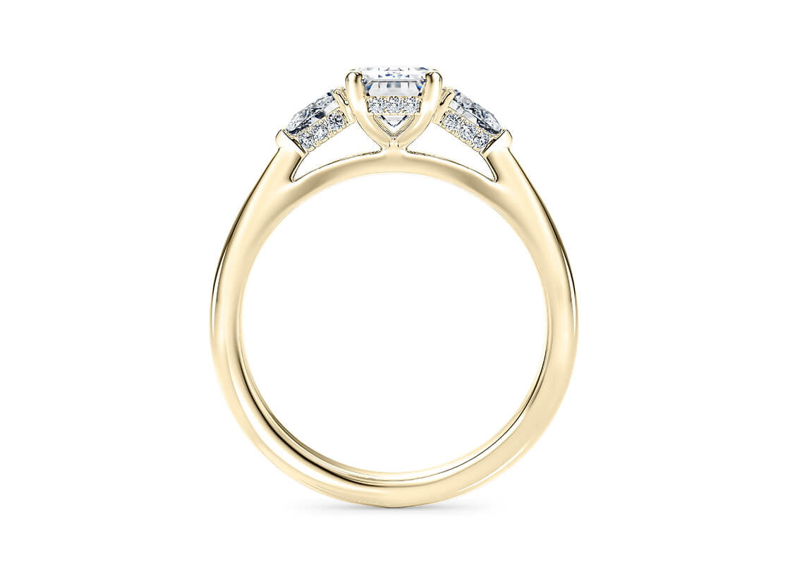Florence Trilogy Yellow Gold 18k Emerald Engagement Ring