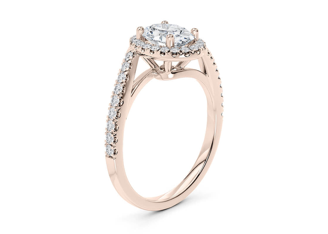 Kew Halo Rose Gold 18k Oval Engagement Ring