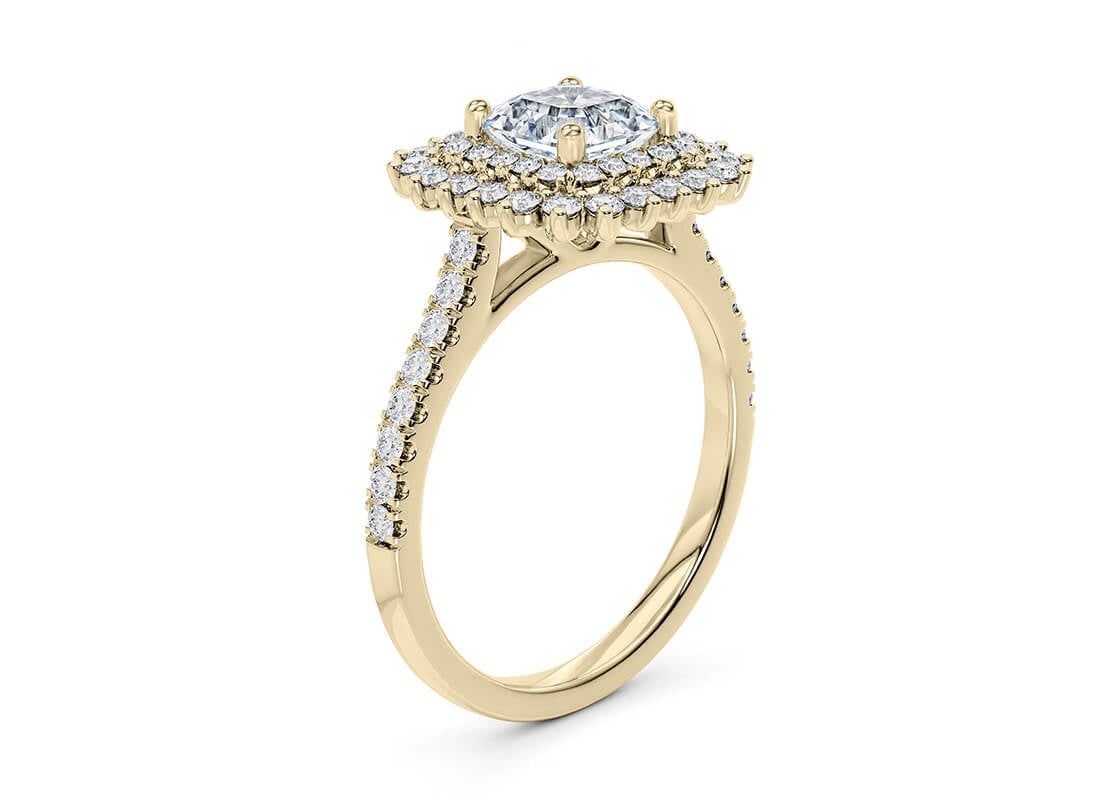Berkeley Halo Yellow Gold 18k Asscher Engagement Ring