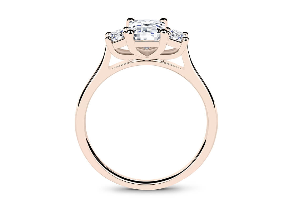 Roma Trilogy Rose Gold 18k Emerald Engagement Ring