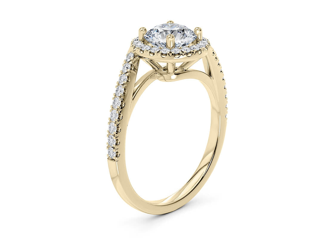 Kew Halo Yellow Gold 18k Round Engagement Ring