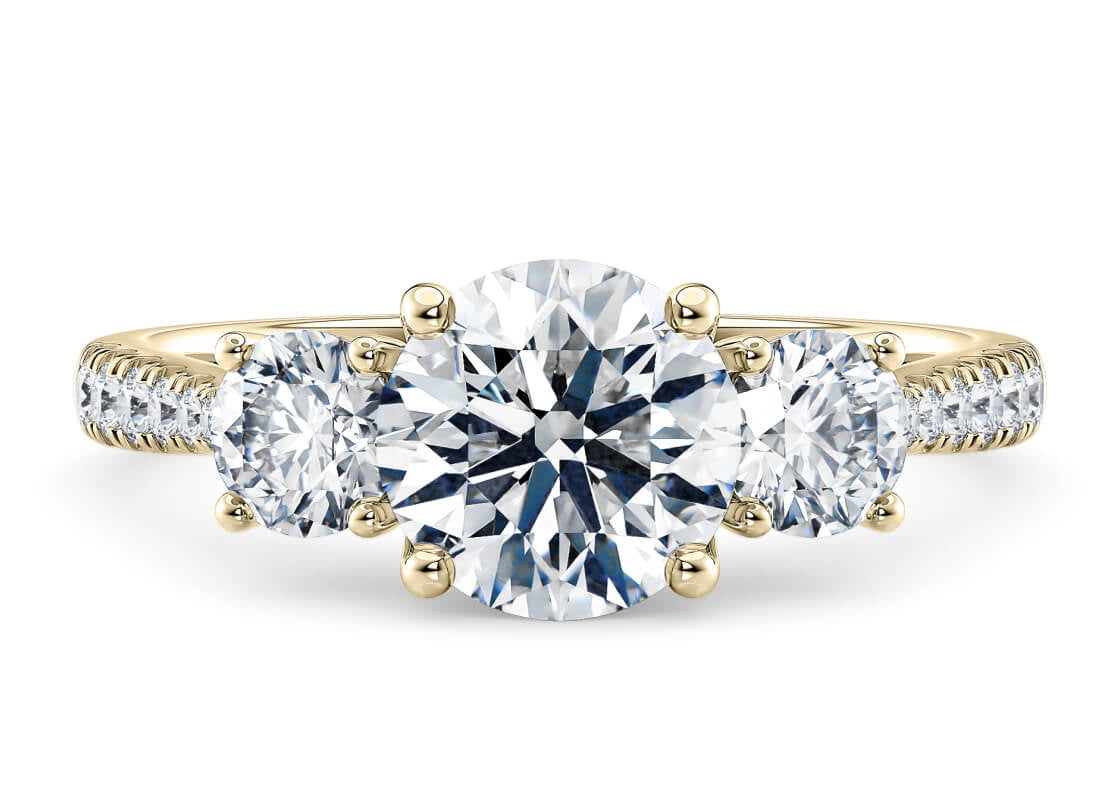 Lisbon Trilogy Yellow Gold 18k Round Engagement Ring