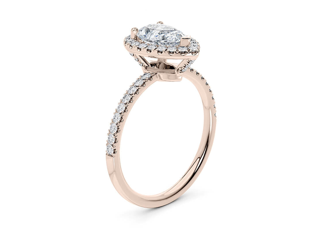 Isabella Halo Rose Gold 18k Pear Engagement Ring
