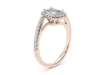 Kew Halo Rose Gold 18k Emerald Engagement Ring