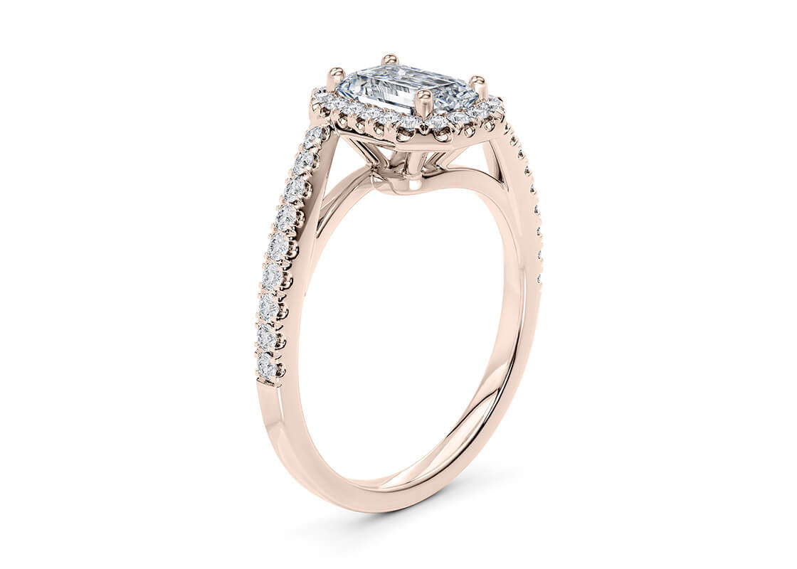 Kew Halo Rose Gold 18k Emerald Engagement Ring