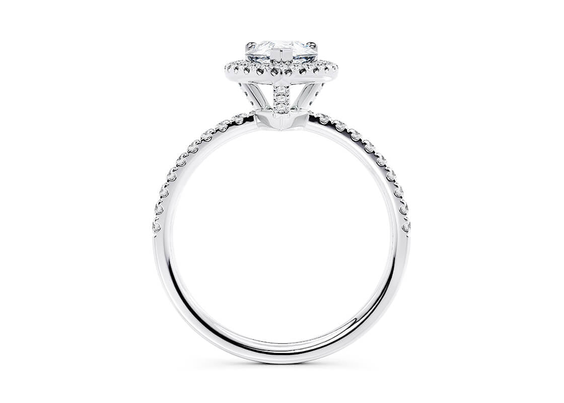 Isabella Halo Platinum Pear Engagement Ring