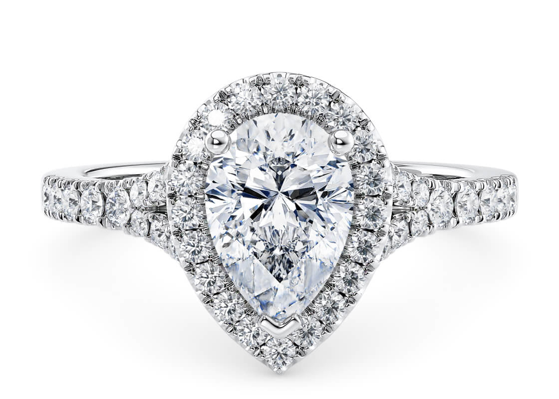 Battersea Halo Platinum Pear Engagement Ring