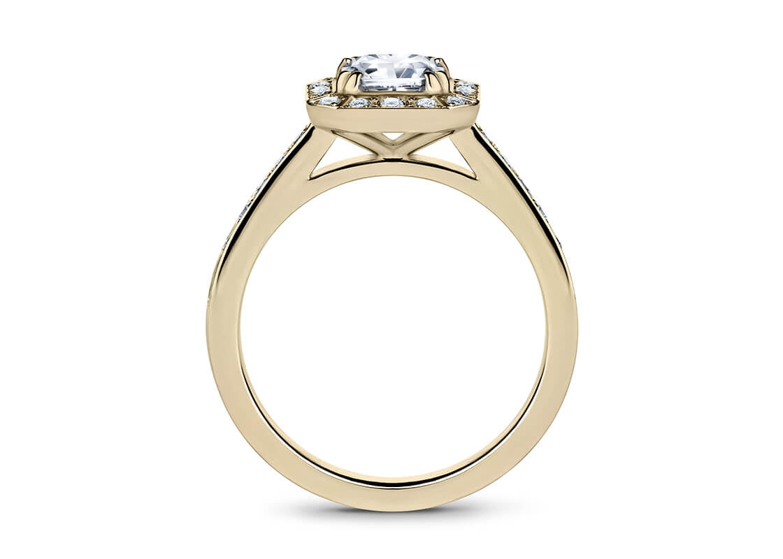 Zelda Halo Yellow Gold 18k Asscher Engagement Ring
