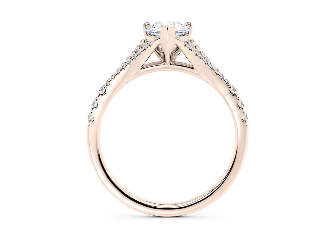 Oxford Diamond Band Rose Gold 18k Pear Engagement Ring