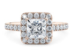 Medici Halo Rose Gold 18k Princess Engagement Ring