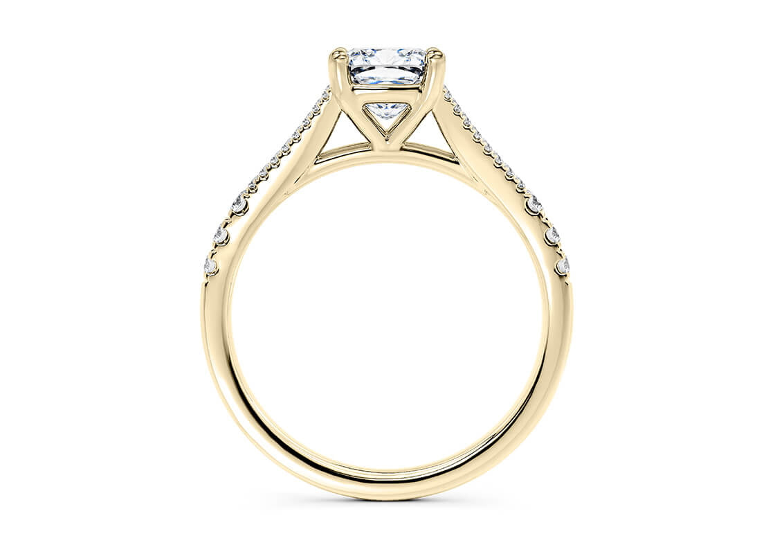 Oxford Diamond Band Yellow Gold 18k Cushion Engagement Ring