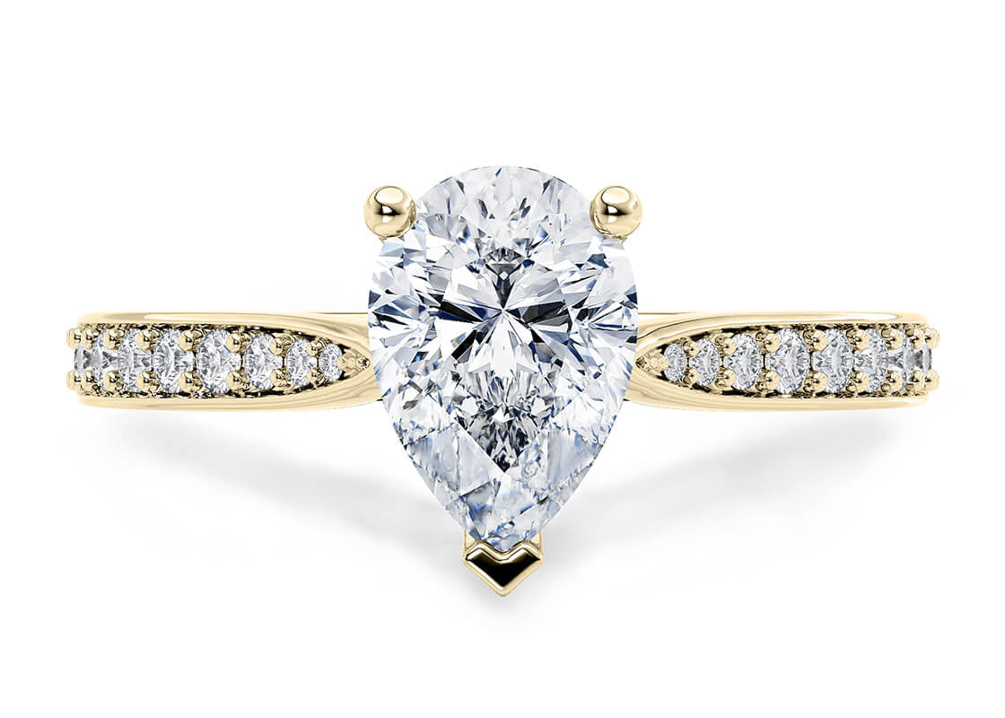 Victoria Diamond Band Yellow Gold 18k Pear Engagement Ring