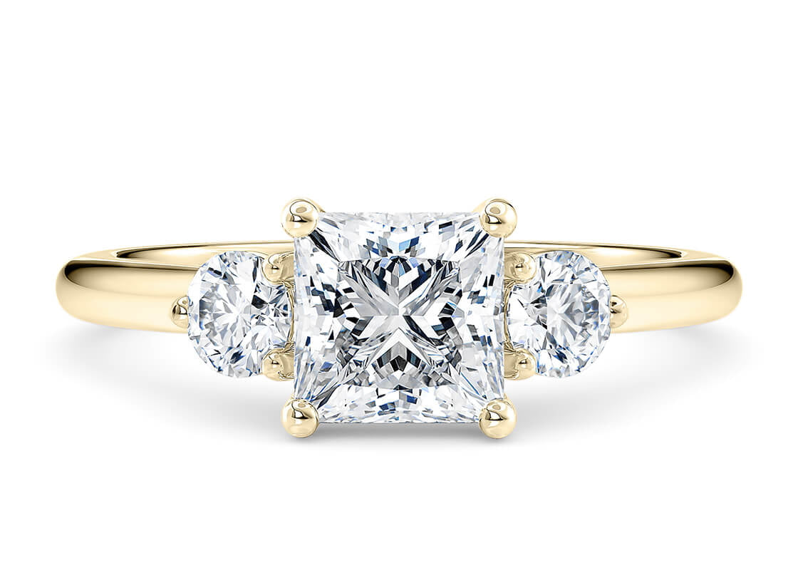 Valencia Trilogy Yellow Gold 18k Princess Engagement Ring