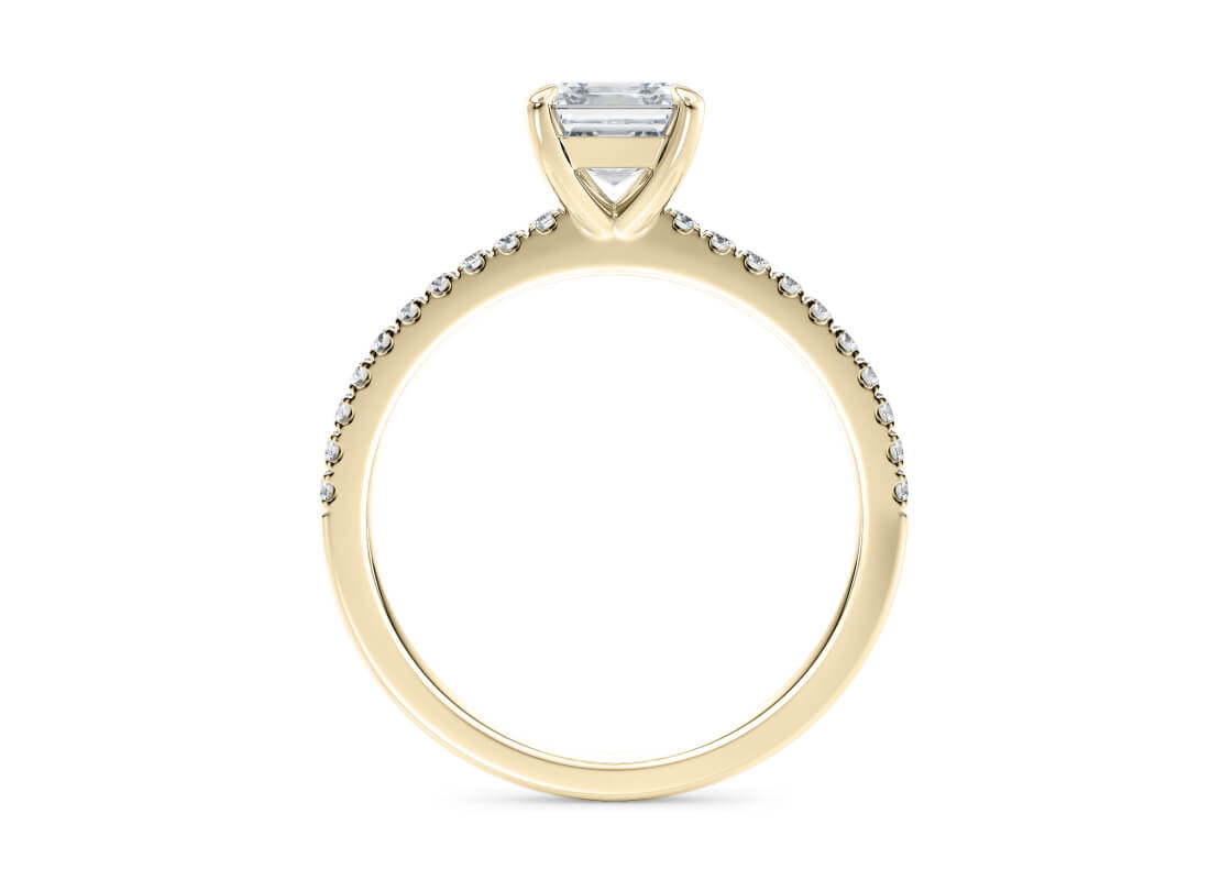 Aria Diamond Band Yellow Gold 18k Asscher Engagement Ring