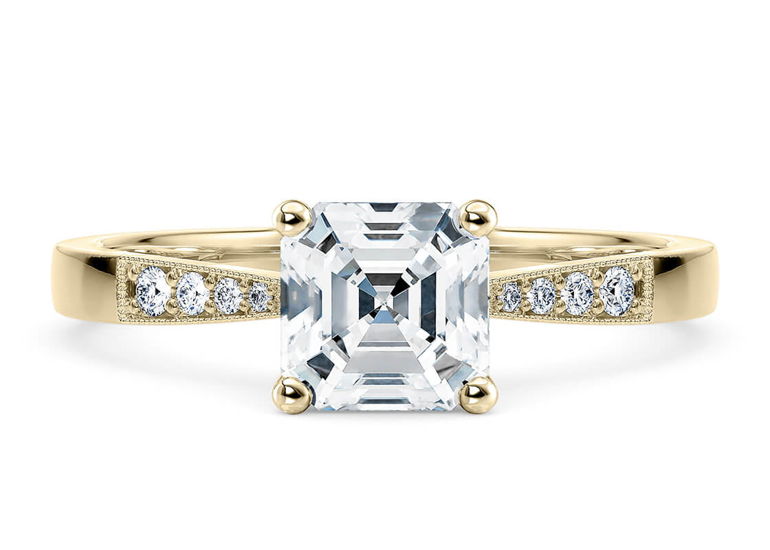 Delicacy Vintage Yellow Gold 18k Asscher Engagement Ring