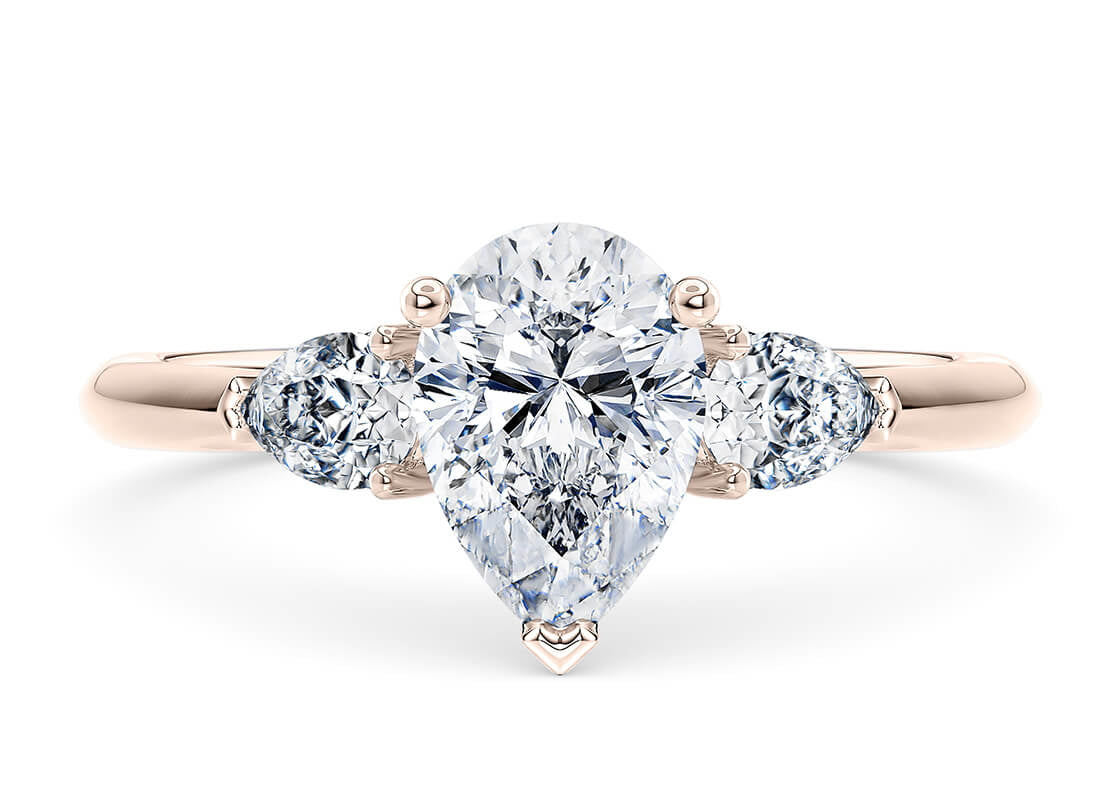Florence Trilogy Rose Gold 18k Pear Engagement Ring