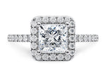 Isabella Halo Platinum Princess Engagement Ring