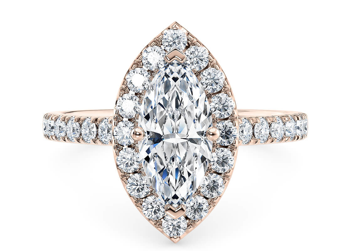 Medici Halo Rose Gold 18k Marquise Engagement Ring