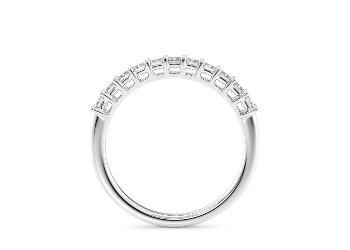 Regent Emerald Half Set White Gold 18k Natural Eternity Ring