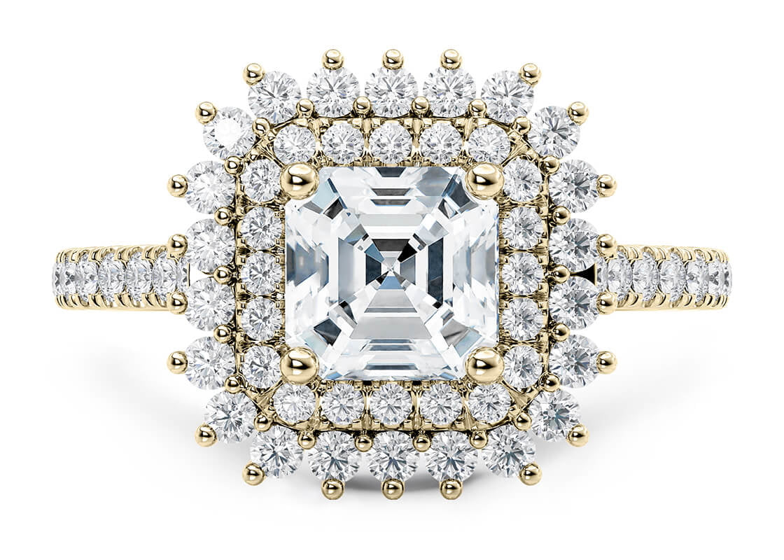Berkeley Halo Yellow Gold 18k Asscher Engagement Ring