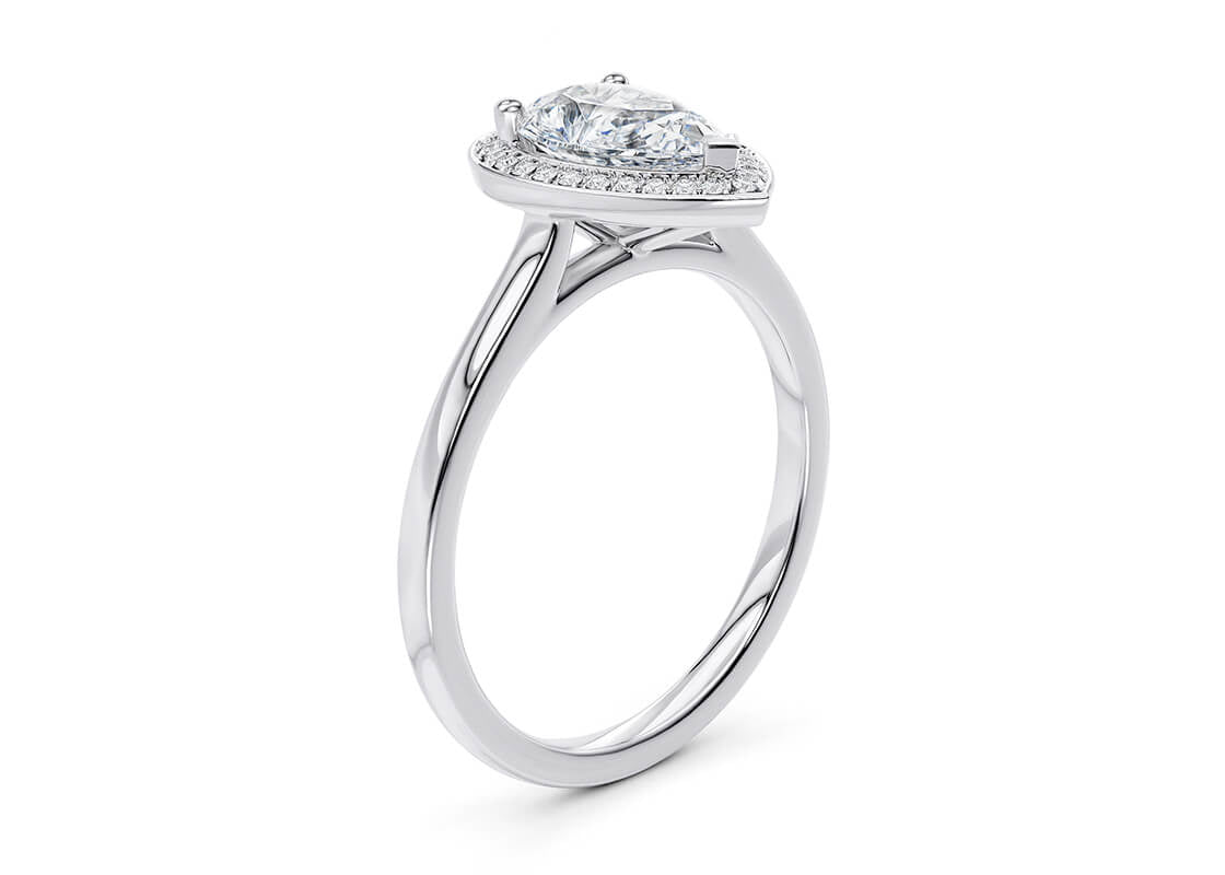 Minerva Halo Platinum Pear Engagement Ring