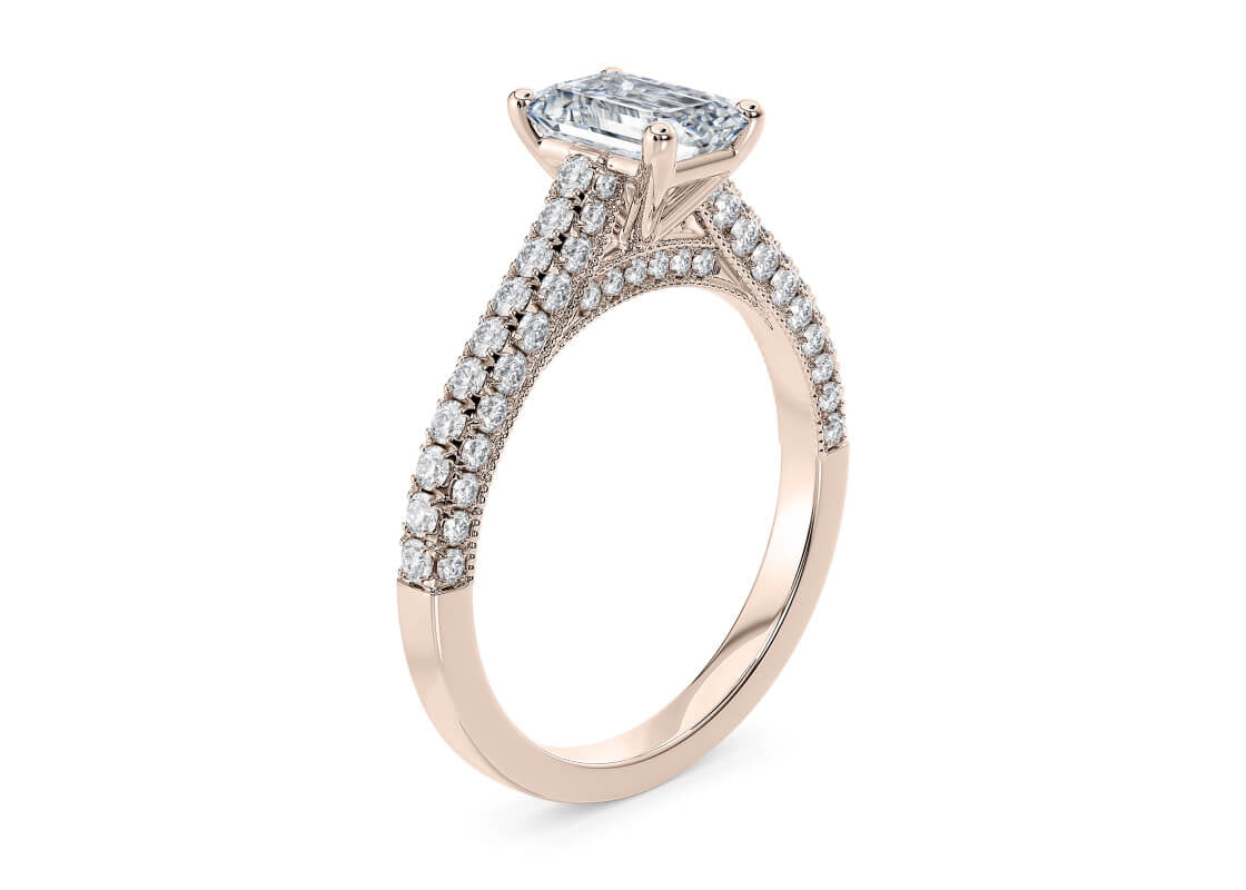 Bloomsbury Vintage Rose Gold 18k Emerald Engagement Ring
