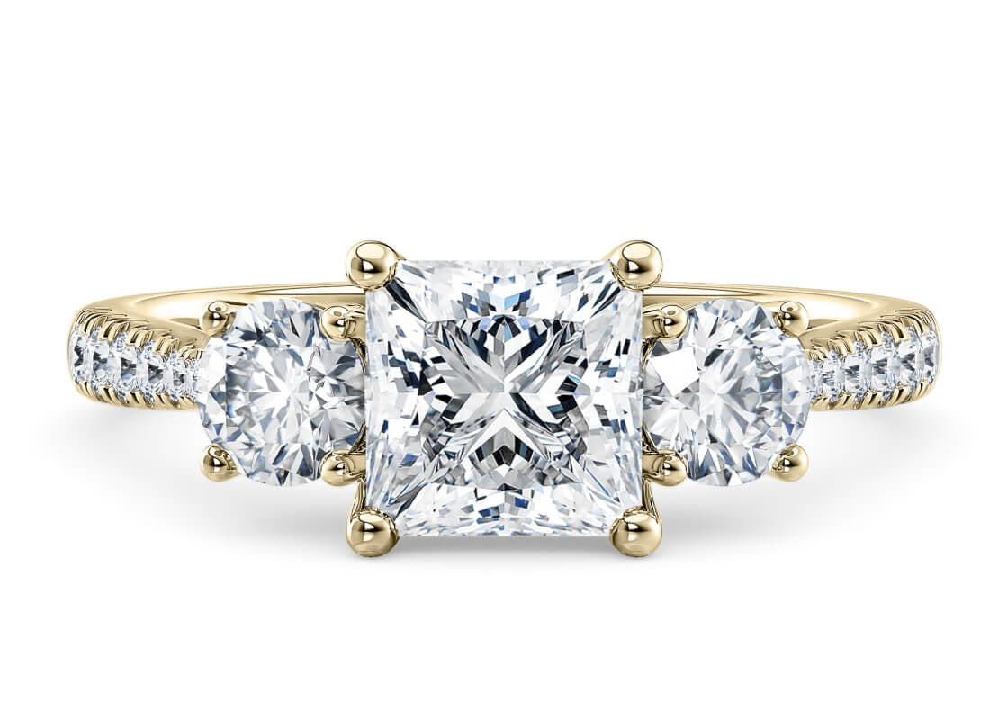 Lisbon Trilogy Yellow Gold 18k Princess Engagement Ring