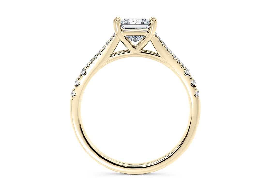 Oxford Diamond Band Yellow Gold 18k Princess Engagement Ring