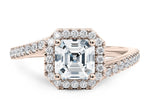 Kew Halo Rose Gold 18k Asscher Engagement Ring