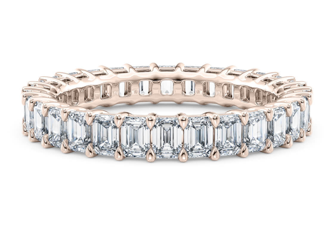 Regent Emerald Full Set Rose Gold 18k Lab Grown Eternity Ring