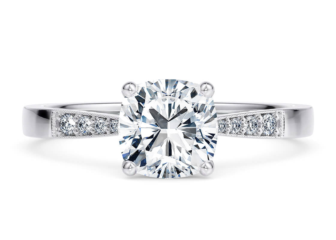 Delicacy Vintage Platinum Cushion Engagement Ring