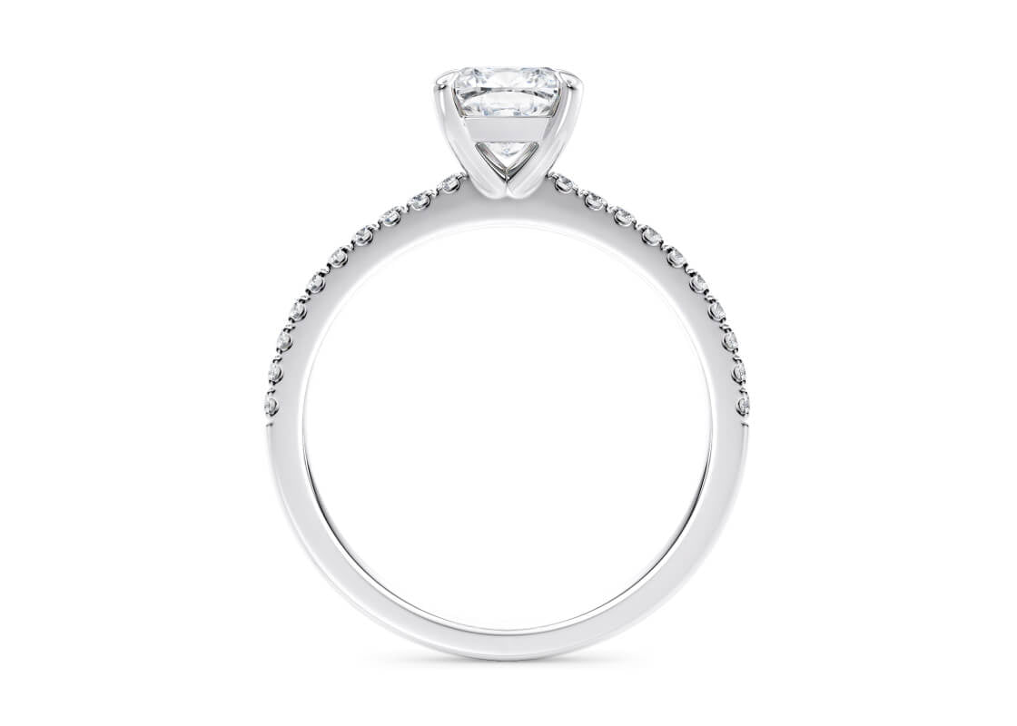 Aria Diamond Band Platinum Cushion Engagement Ring