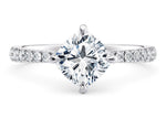 Asteria Compass Diamond Band Platinum Cushion Engagement Ring