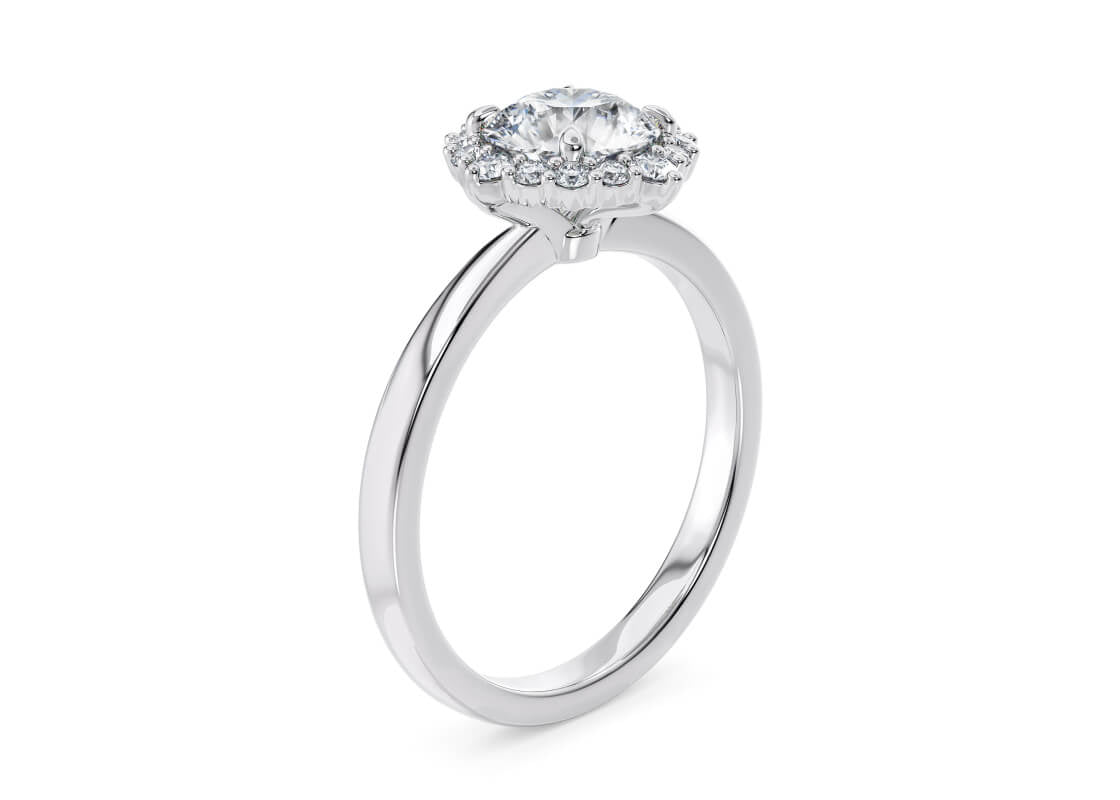 Esther Halo Platinum Round Engagement Ring