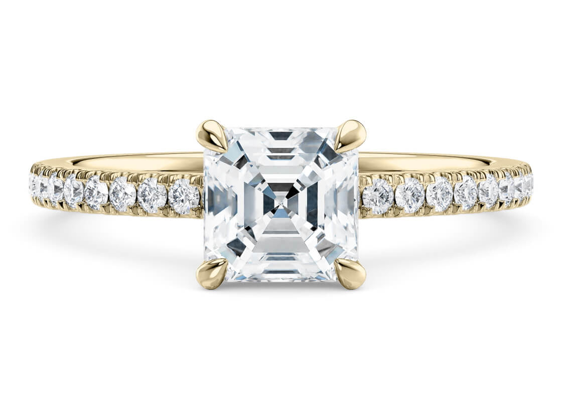 Aria Diamond Band Yellow Gold 18k Asscher Engagement Ring